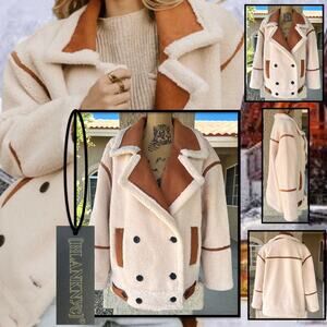 Blank NYC Dbl Breasted Oversize Faux Sherpa Teddy  Bear Jacket Size: L